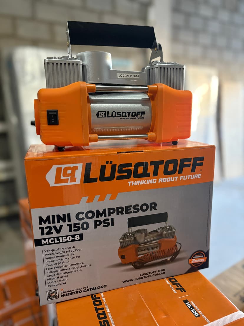 Mini Compresor 12v 150psi Lusqtoff